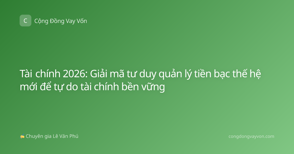 Tài chính 2026: Giải mã tư duy quản lý tiền bạc thế hệ mới để tự do tài chính bền vững
